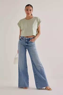 Buy Anthropologie Shine Roll Sleeve Cropped T-Shirt, L • 14.99£
