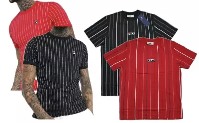 Buy Fila Men's Short Sleeve Crew Neck Cotton Retro Stripe T-Shirt Jersey Top Tee New • 13.49£