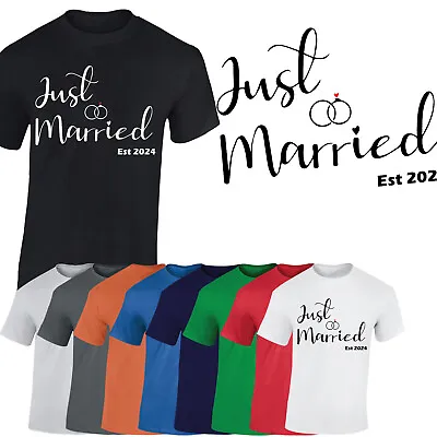 Buy Just Married Mr Mrs Hubby Wifey King Queen Uni Top ( JUST MARRIED , T-SHIRT) • 8.99£