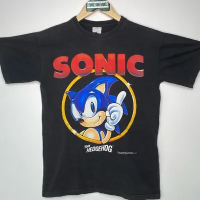 Buy Vintage Sonic The Hedgehog Original 1991 Black Full Print Official Promo T-shirt • 37.50£