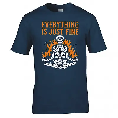 Buy Funny Everything Is Just Fine Skeleton Tshirt • 12.99£