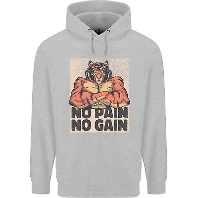 Buy Gym Tiger No Pain No Gain Training Top Mens 80% Cotton Hoodie • 21.99£