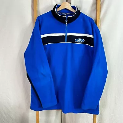 Buy Ford Jacket Mens Fits Large/XL Fleece Blue Long Sleeve 1/4 Zip • 6.16£