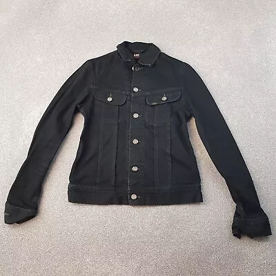 Buy Lee Womens Jacket Small Black Denim Vintage Biker Trucker Rider Dark Wash Jeans • 24.99£