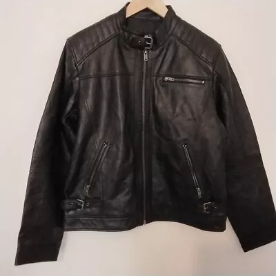 Buy Very Man Short Biker Jacket Leather Black - Size Large Used • 50£