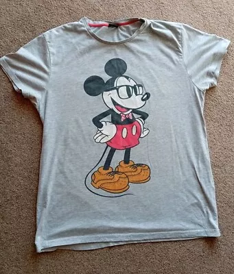 Buy Disney Mens T-Shirt Mickey Mouse Size L GREY Official • 12.99£