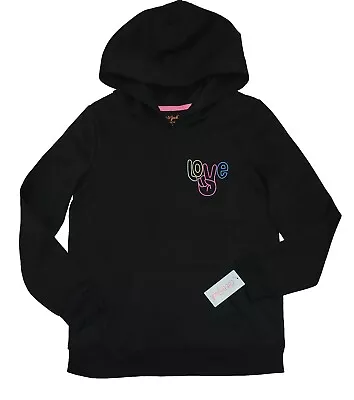 Buy Girls 14-16 Cat & Jack Black Fleece Pullover Hoodoe Sweatshirt  Peace  *New • 10.45£