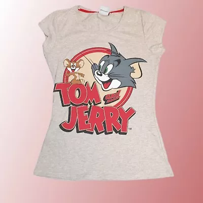 Buy Woman's Tom And Jerry T-shirt Size 14 Grey Long Casual Cartoon Print Slim Fit • 9.99£