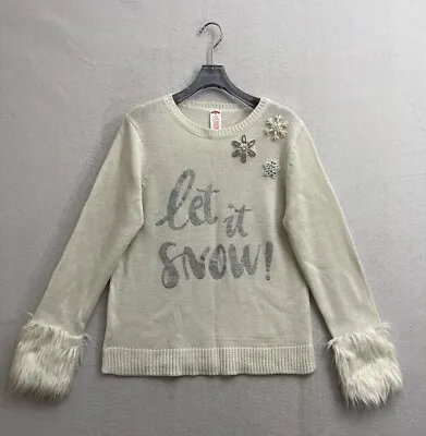 Buy Holiday Time White Let It Snow Embellished Sweater Medium • 10.66£