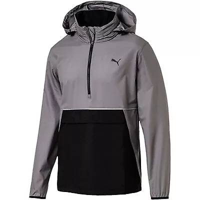 Buy Puma Golf Retro Wind Breaker Jacket Hoody Half Zip Up Grey Mens 577896 03 • 44.99£