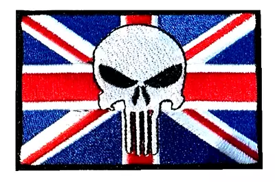Buy Union Jack With Punisher Skull Embroidered Sew Iron On Patch Badge (A) • 6.99£