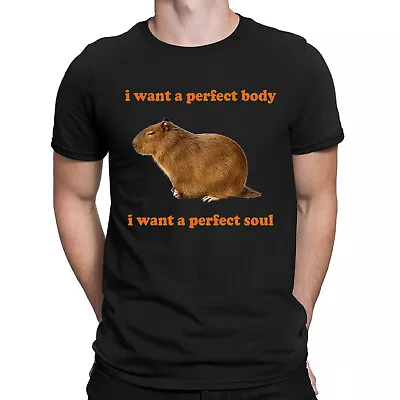 Buy Capybara I Want A Perfect Body I Want A Perfect Soul Funny Meme Mens T-Shirts #D • 9.99£
