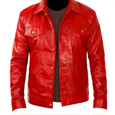 Buy Mens Trucker Jacket Denim Style Western Cowboy Leather Shirt Biker Wear • 27.44£