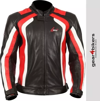 Buy Weise Corsa RS Red Black White Sport Leather Motorcycle  Jacket SALE SALE SALE • 49.99£