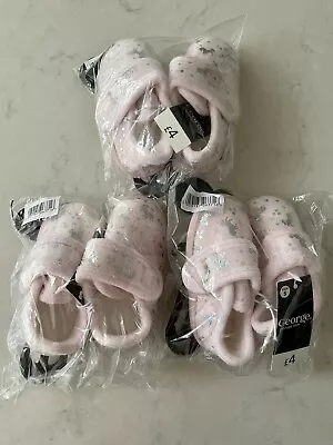 Buy 3 X Pair Of George Asda Toddler / Girls Pink Unicorn Slippers Size 5 NEW • 2.50£