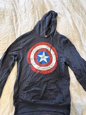 Buy Marvel Captain America Hoodie Navy Men’s Small VGC • 10£