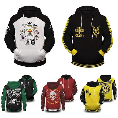 Buy Anime One Piece Luffy Law Hooded Pullover Sweatshirt Cosplay Clothing Coat Gift • 22.68£