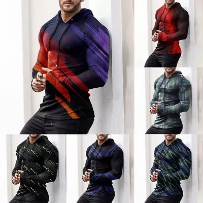Buy Stylish Men's Long Sleeve Jumper Print Pullover Hoodies For Activewear • 14.66£
