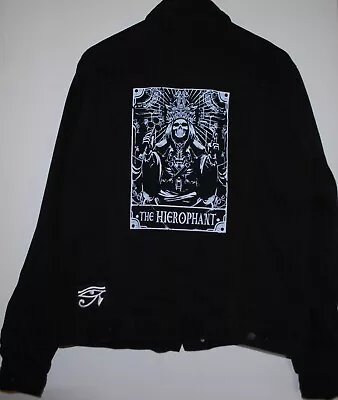 Buy Mens Black Denim Jacket Hierophant Tarot Horus Patches Goth Grunge - Large 44  • 40£