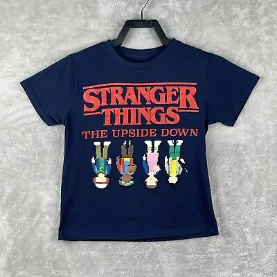 Buy Stranger Things 2020 Boys The Upside Down Tee Shirt Blue Size Medium • 8.53£