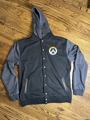 Buy Blizzard Overwatch Gaming Jacket Hoodie Black Gray Snap Front Hooded Extra Large • 28.35£