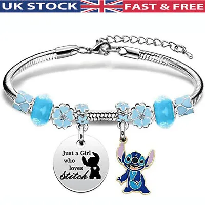 Buy Girls Stitch Charm Bracelet Womens Lilo And Stitch Cute Jewellery Girls Gift UK • 6.95£