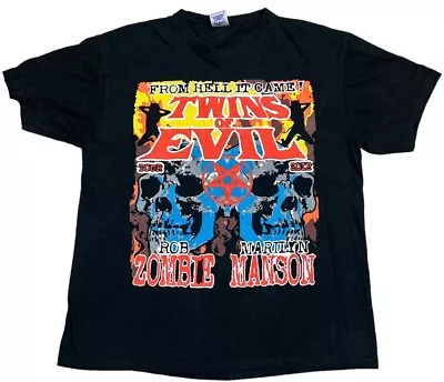 Buy Twins Of Evil Tour 2012 Marilyn Manson Rob Zombie T Shirt Size L • 29.99£