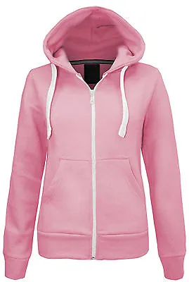 Buy Ladies Fleece PLAIN ZIP HOODIE Plus Size Zipper Sweatshirt Jacket Small-XXXXXXXL • 8.95£