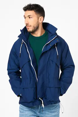 Buy Lacoste Jacket Water Repellent Blue Hooded Coat BH0096 • 74.99£