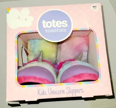 Buy Totes Toasties Kids Unicorn Slippers Size Medium (13-1) Rainbow Faux Fur • 9.63£