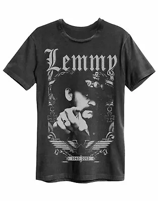 Buy Amplified Motorhead Lemmy 1945 Mens Charcoal T Shirt Motorhead Lemmy Tee T Shirt • 18.95£