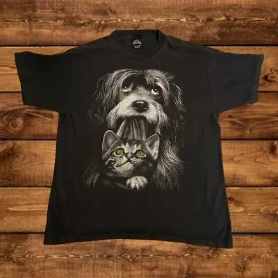 Buy Vintage Dog And Cat Single Stitch Graphic Print T-Shirt Size XL • 15£
