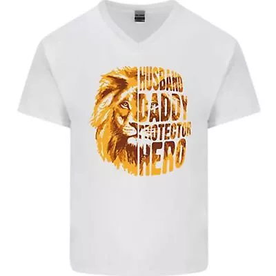Buy Husband Daddy Protector Hero Fathers Day Mens V-Neck Cotton T-Shirt • 11.99£