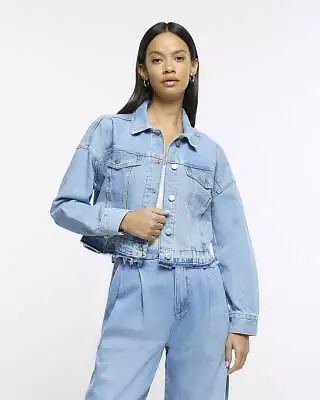Buy River Island Womens Blue Denim Jacket Size S • 37.50£