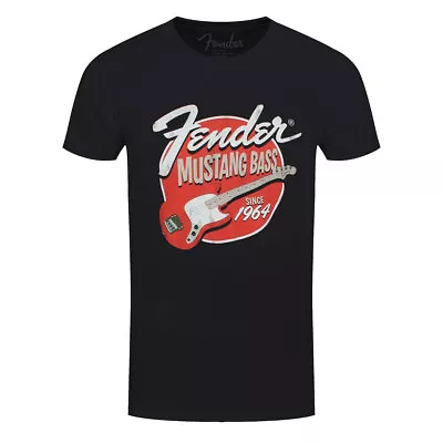 Buy Fender T-Shirt Mustang Bass Guitar Rock Band Official New Black • 14.95£