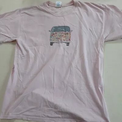 Buy Pink Camper Van T- Shirt Adult Size L Summer Tee Shirt Crew Neck Short Sleeve • 3.50£