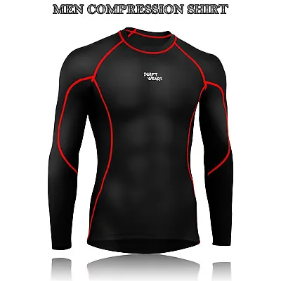 Buy Mens Compression Armour Base Layer Top Long Sleeve Thermal Gym Sports Shirts • 9.99£