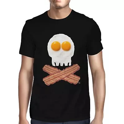Buy 1Tee Mens Pirate Bacon Crossbones Eggs Skull T-Shirt • 7.99£