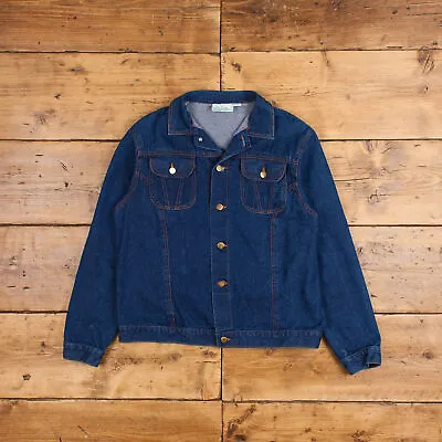 Buy Vintage Unbranded Denim Jacket 2XL 90s Dark Wash Trucker Jean Womens Blue • 19.24£