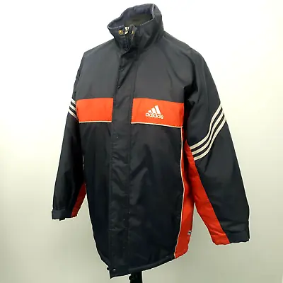 Buy Adidas Vintage Rain Jacket LARGE Y2k Men Coat Hidden Hood Padded Water Resistant • 15.99£