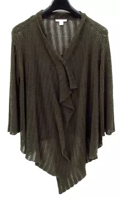Buy Coldwater Creek Sweater Cardigan Shrug Women Large Green Long Sleeve Open Front • 15.73£