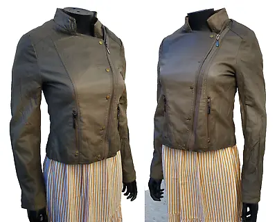 Buy Women Faux Leather Biker Classic Jacket Ladies Zip Up Stand Collar Coat Cropped • 14.95£