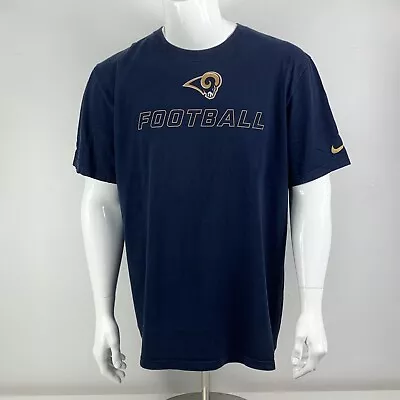 Buy NIKE LOS ANGELES LA Rams NFL Team Navy Blue Graphic Print / Logo Tee, Size L  • 9.48£