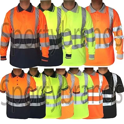 Buy Mens Hi Viz Vis High Visibility Safety Security Work Wear Polo T Shirt Top • 8.99£