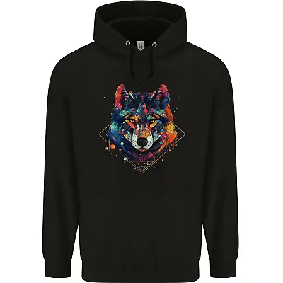 Buy Geometric Wolf Wolves Mens 80% Cotton Hoodie • 19.99£