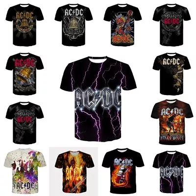 Buy Women Men 3D ACDC Rock Band Short Sleeve T-shirt Pullover Tee Top Gifts UK • 8.35£