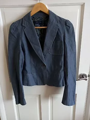 Buy French Connection Denim Look Fitted Cotton Smart Work Blazer Jacket Size 8 (H) • 14£