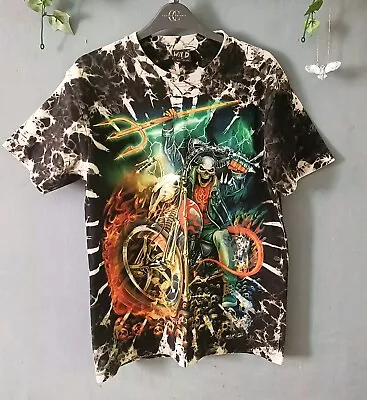 Buy WILD Vintage T-shirt Devil Demon Biker Skeleton Skull Hell Rider Size M/12-14 • 18£