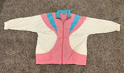 Buy Vintage 90s Bridge Gate Windbreaker Nylon Jacket Womens Pink Blue Full Zip • 8.50£