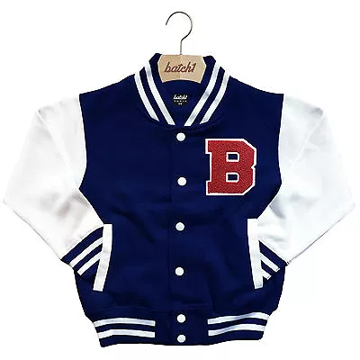 Buy Kids Varsity Baseball Jacket Personalised With Genuine Us College Letter B • 29.95£